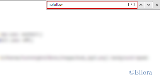 ブログのソースで「nofollow」を検索したところ2件見つかった