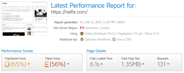 サーバー移転後のNaifix速度