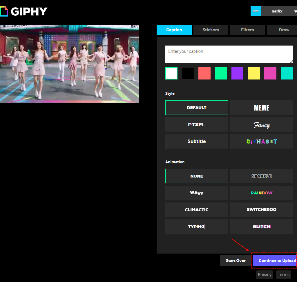 Giphy 加工画面